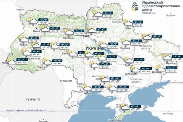 Прогноз погоди в Україні на добу 7 квітня. / © Укргідрометцентр