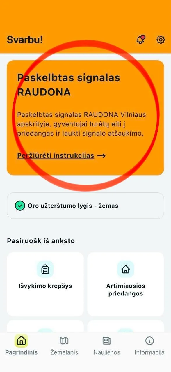 У Вільнюсі оголосили червоний рівень тривоги